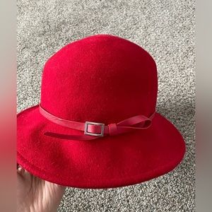 Nine West red wool hat women one size